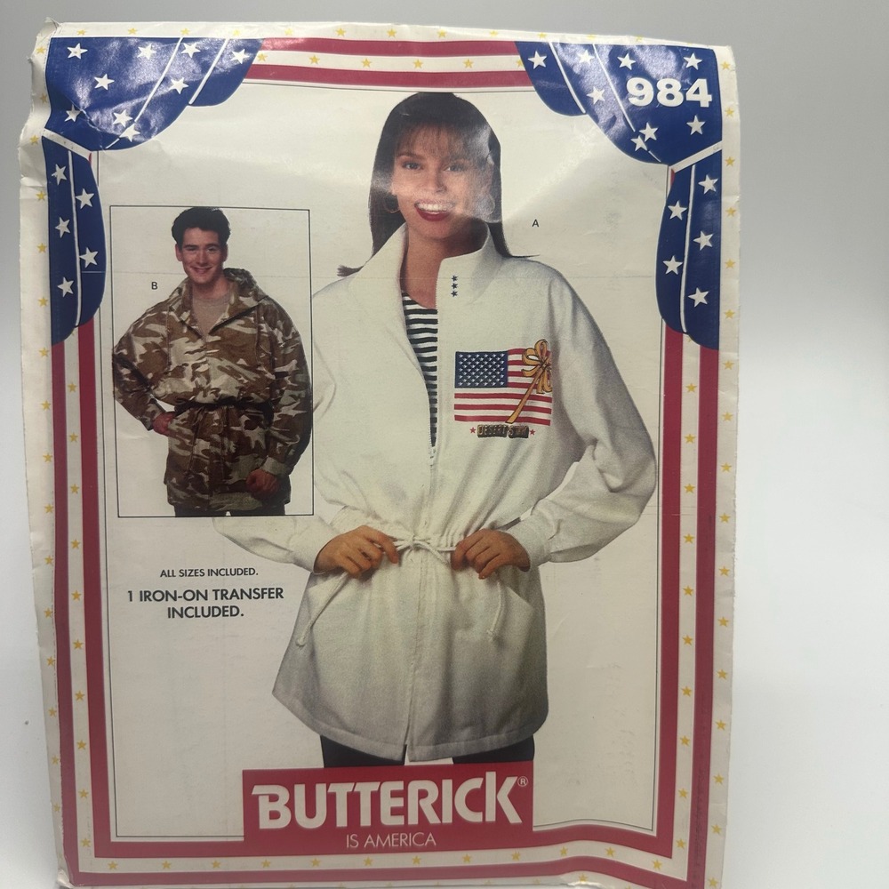 Butterick Sewing Pattern Unisex XS-L 984 Jacket Uncut Factory Folded